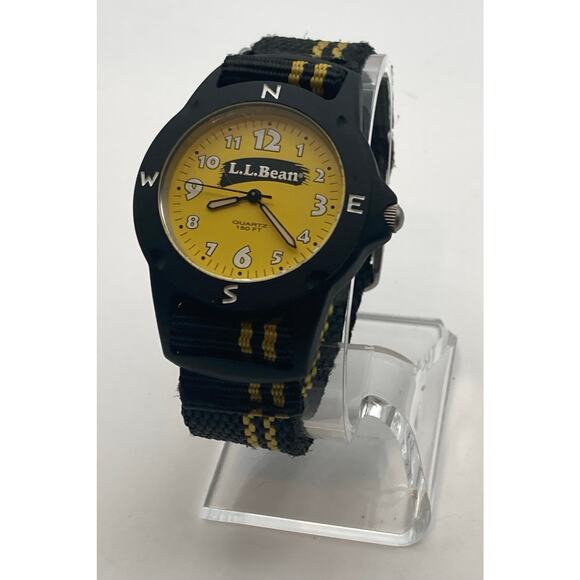 L.L. Bean Quartz Watch 38mm Unisex Yellow Black WR 150 Feet - New Battery - Picture 2 of 9